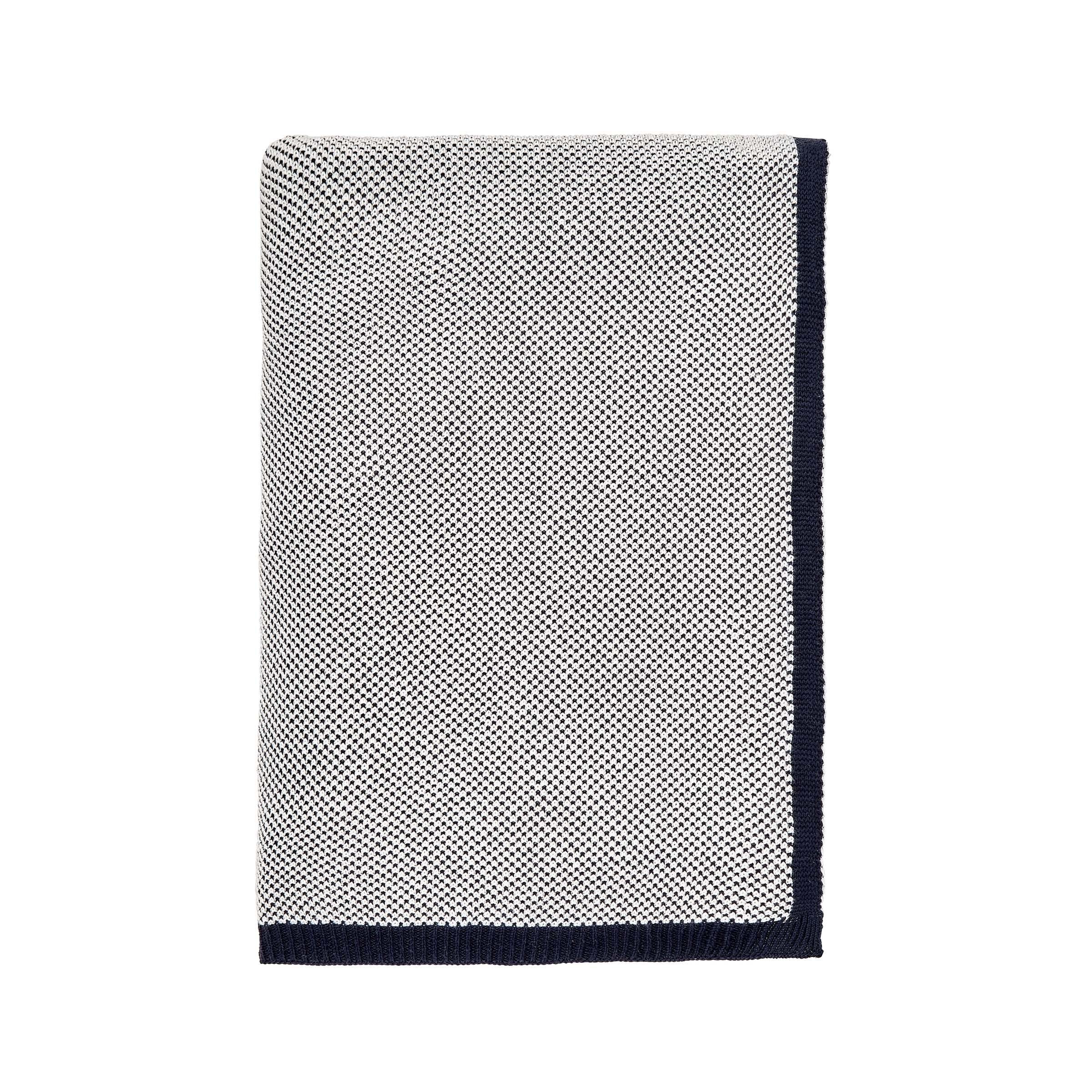 Oka Knitted Cotton Throw In Midnight Blue